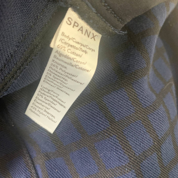 SPANX Sara Blakely Womens Leggings Size Medium Blue Checkered Skinny Pull On - Picture 10 of 12